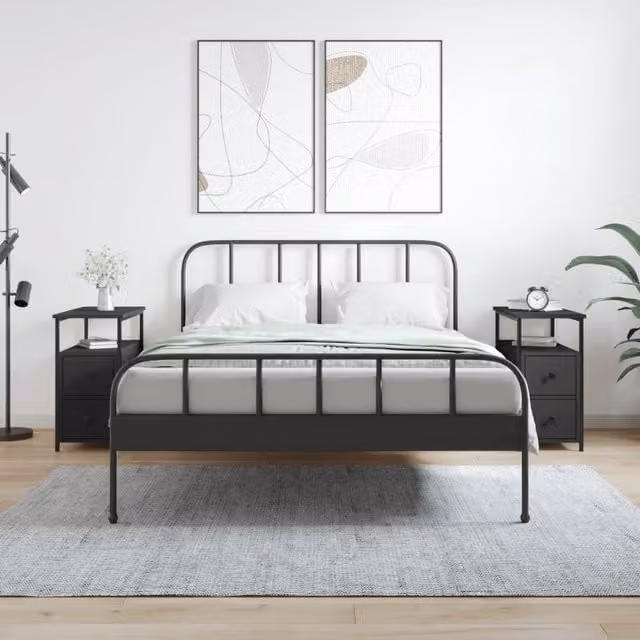 Berkfield Home Set of 2 Black Modern Bedside Cabinets, W/D/H: 30 x 60 x 60 cm – 1