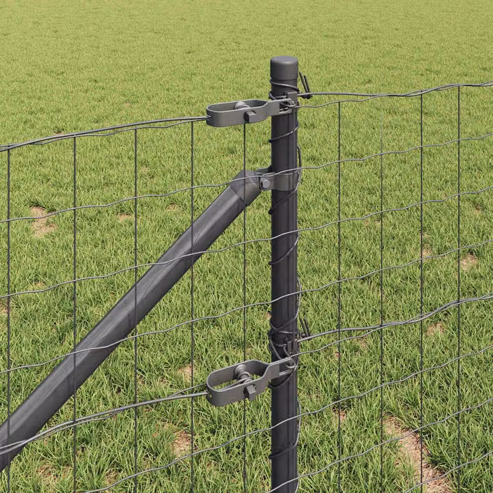 Berkfield Home Euro Fence with 7 Spike Posts, Galvanised Steel, Grey, W: 10 m, H: 0.4 m – 3