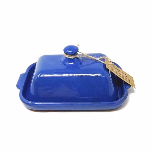 Verano Spanish Ceramics Selena Glazed Hand Dipped Ceramic Butter Dish, Blue, W: 13 cm, L: 20 cm, H: 4.5 cm – 2
