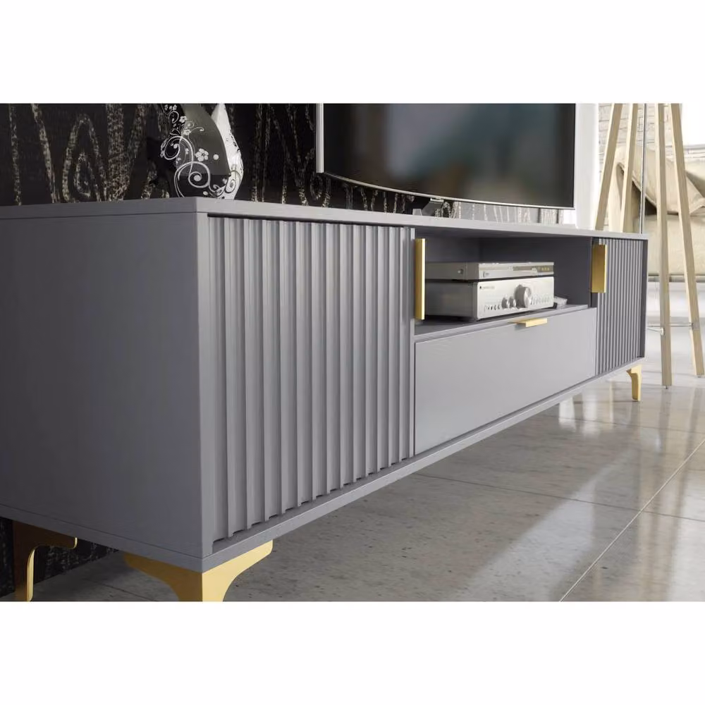 Creative Furniture Tide Crest TV Unit, Grey and Gold, W: 200 cm, D: 50 cm, H: 35 cm – 3