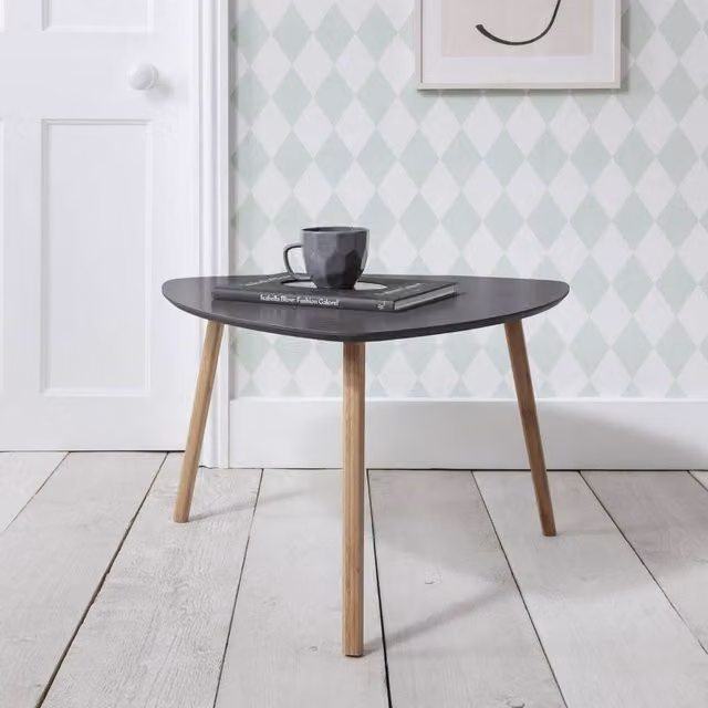 Nöa and Nani Malme Extra Large Round Side Table in Storm Grey and Natural Pine