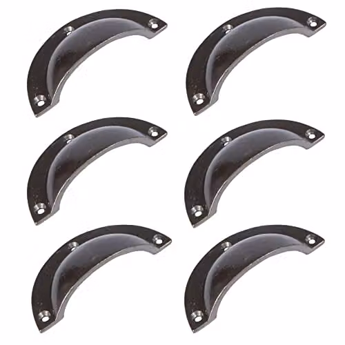 Hammer and Tongs Curved Iron Cabinet Drawer Pulls in Raw, Pack of 6, W: 95 mm, H: 46 mm – 2