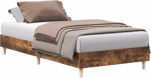 Berkfield Home Single Bed Frame in Smoked Oak Brown, Engineered Wood, W/D/H: 90 x 190 cm