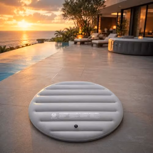 SHATCHI Grey Round Inflatable Thermal Spa Cover for 6 Person Hot Tubs, Diameter: 160 cm – 2
