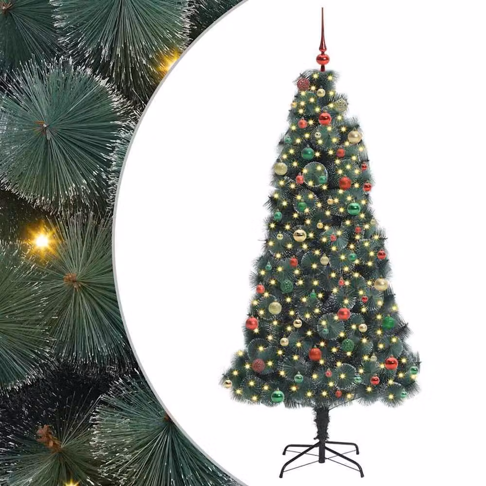 Berkfield Home Pre-lit Artificial Christmas Tree with Ball Set, Green, Height: 210 cm – 2