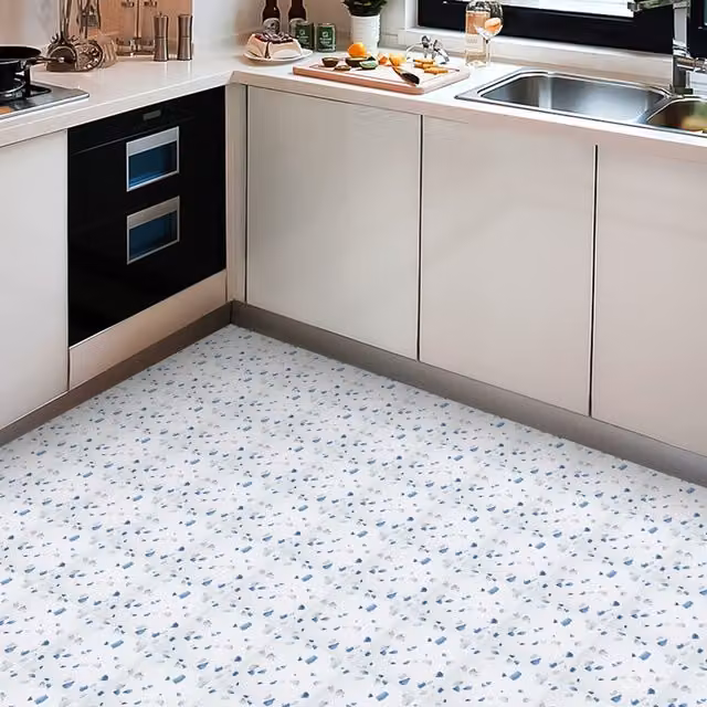Livingandhome Self-Adhesive Floral PVC Flooring Tiles, Grey and Multicolour, W: 20 cm, L: 20 cm