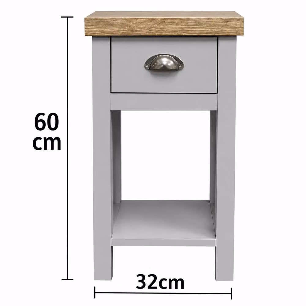 SPOT ON DEALZ Grey Wooden Bedside Cabinet with Drawer and Shelves for Bedroom Storage – 2