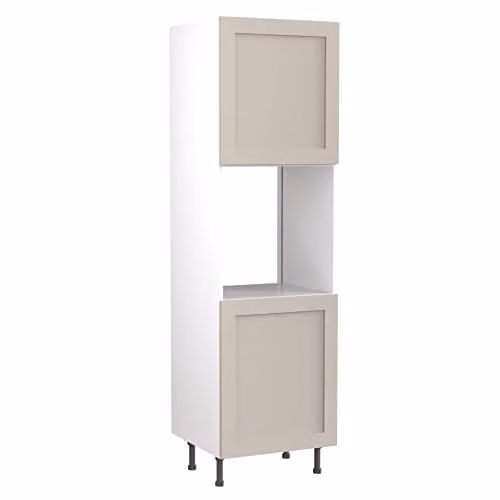Kitchen Kit Shaker Door Tall Oven Housing Unit in Light Grey Matt, W: 60 cm, H: 212 cm – 1