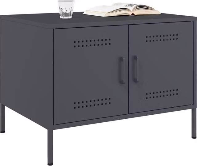 Berkfield Home Sturdy Metal Coffee Table in Anthracite Grey, W: 68 cm, D: 50 cm, H: 50.5 cm – 1
