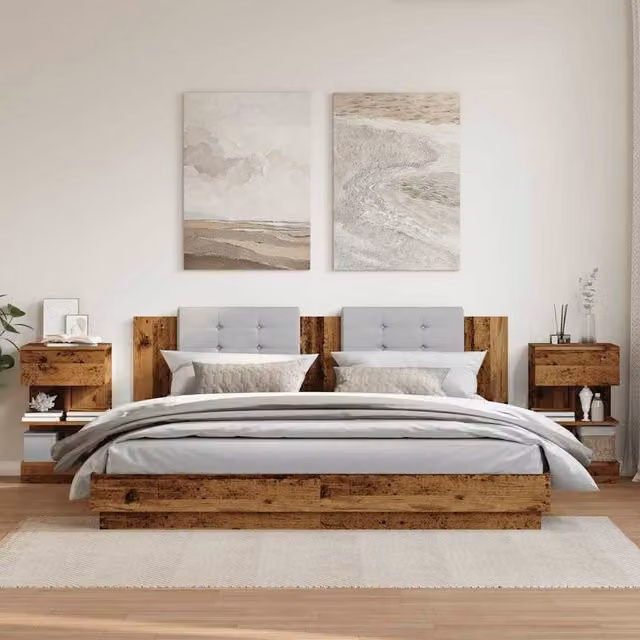 Berkfield Home Elegant Bedside Cabinets, 2 Piece Set in Brown Old Wood, W/D/H: 40 x 35 x 65 cm – 1