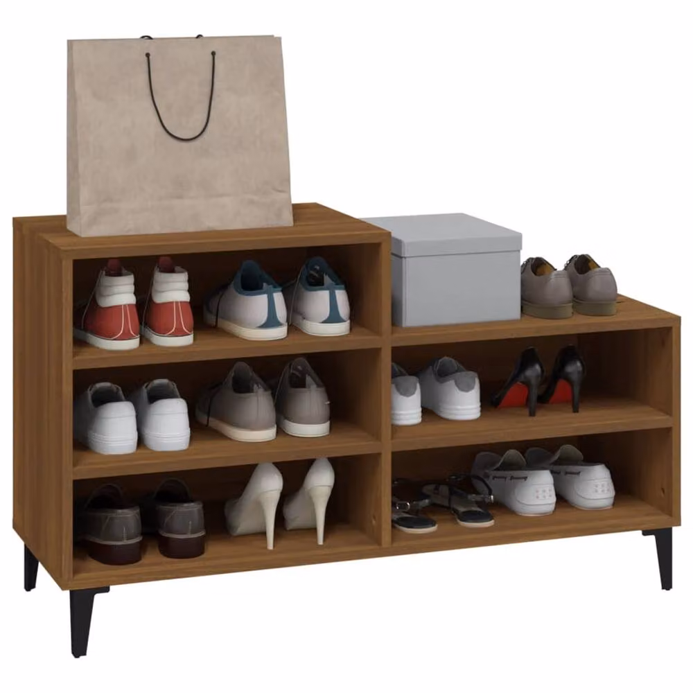 Berkfield Home Brown Oak Shoe Cabinet W/D/H: 102 x 36 x 60 cm – 6