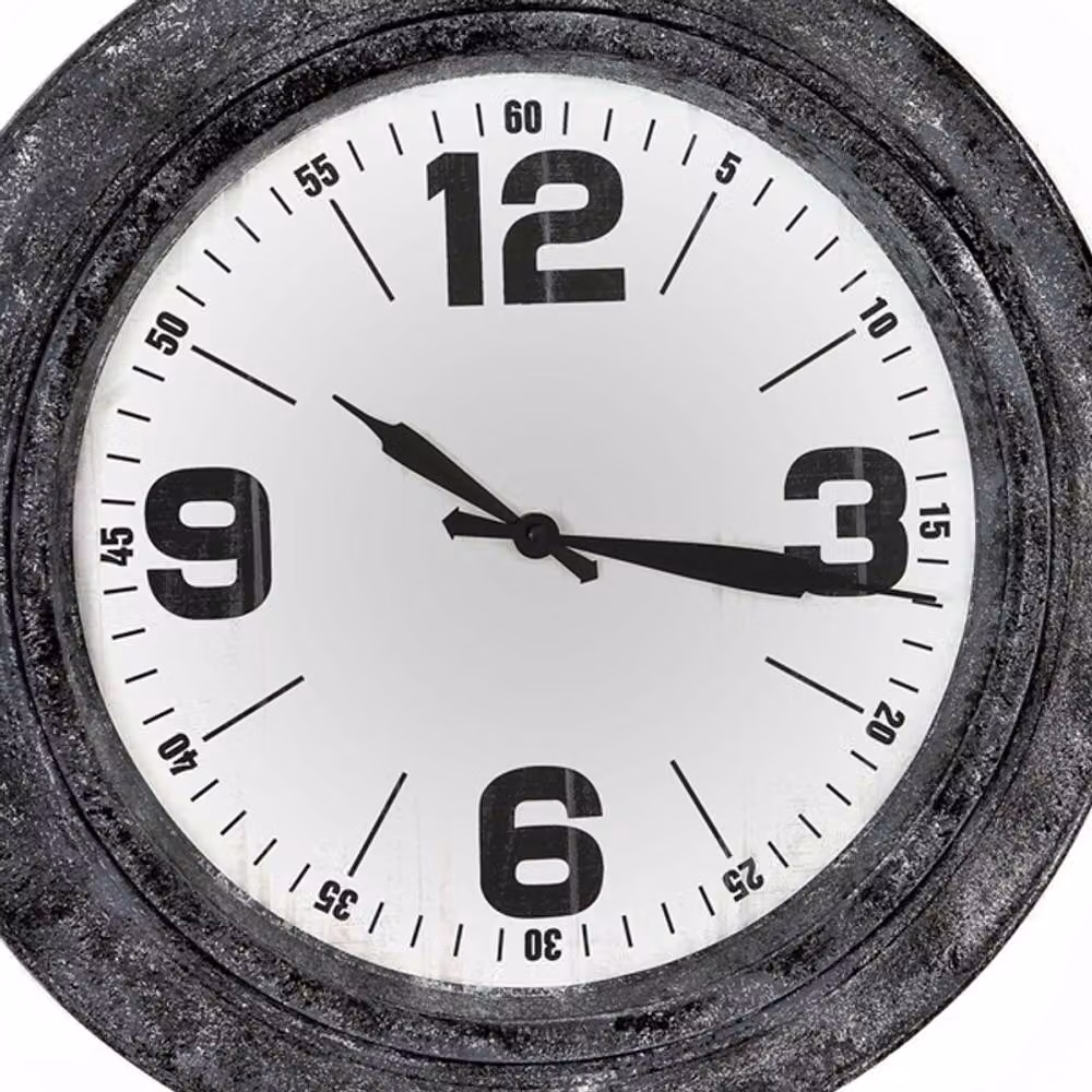 Lemon Pavilion Furniture and Decor Roco Silver Wall Clock in Glass and Metal, W45 x H45 x D5 cm – 2