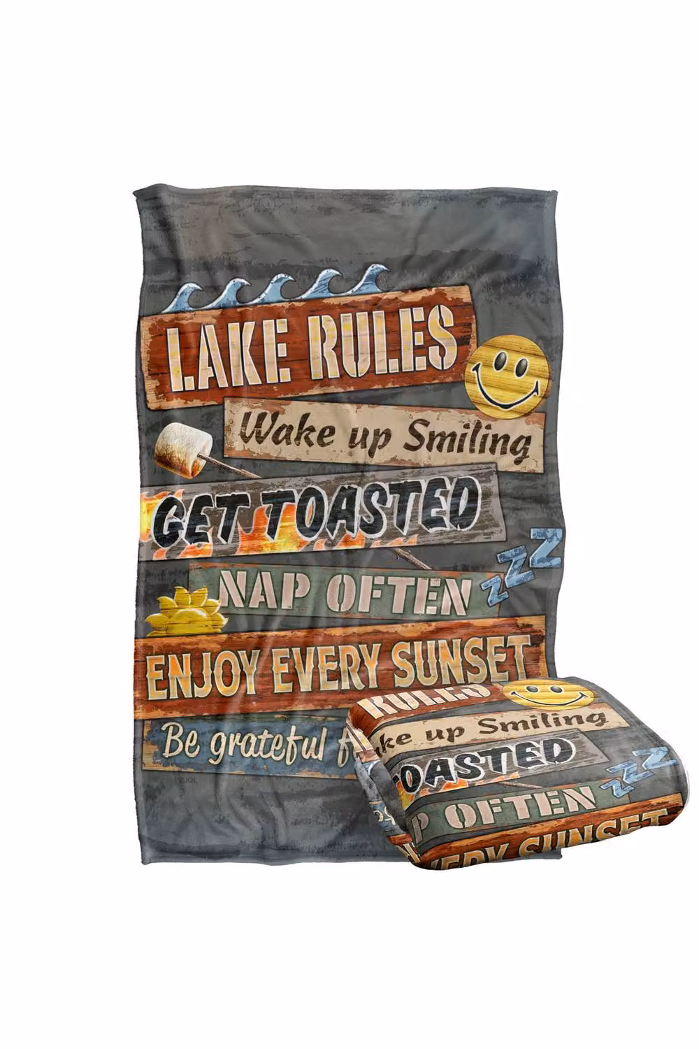 JQ Licensing Lake Rules Silky Touch Super Soft Fleece Throw Blanket, Multicolour, W/D/H: 91 x 147 cm – 4