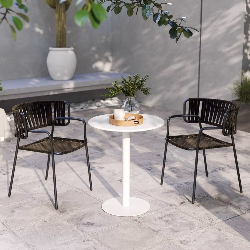 Wyld Haus Susuyo Round White Dining Table with Metal Base, Diameter: 60 cm, Height: 72 cm – 5