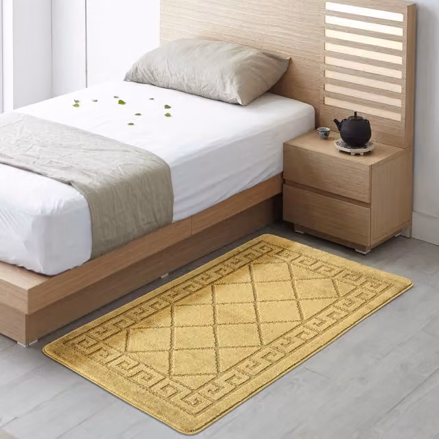Smart Living Tribela Non Slip Machine Washable Hallway and Kitchen Door Mat, Gold, W: 80 cm, L: 300 cm