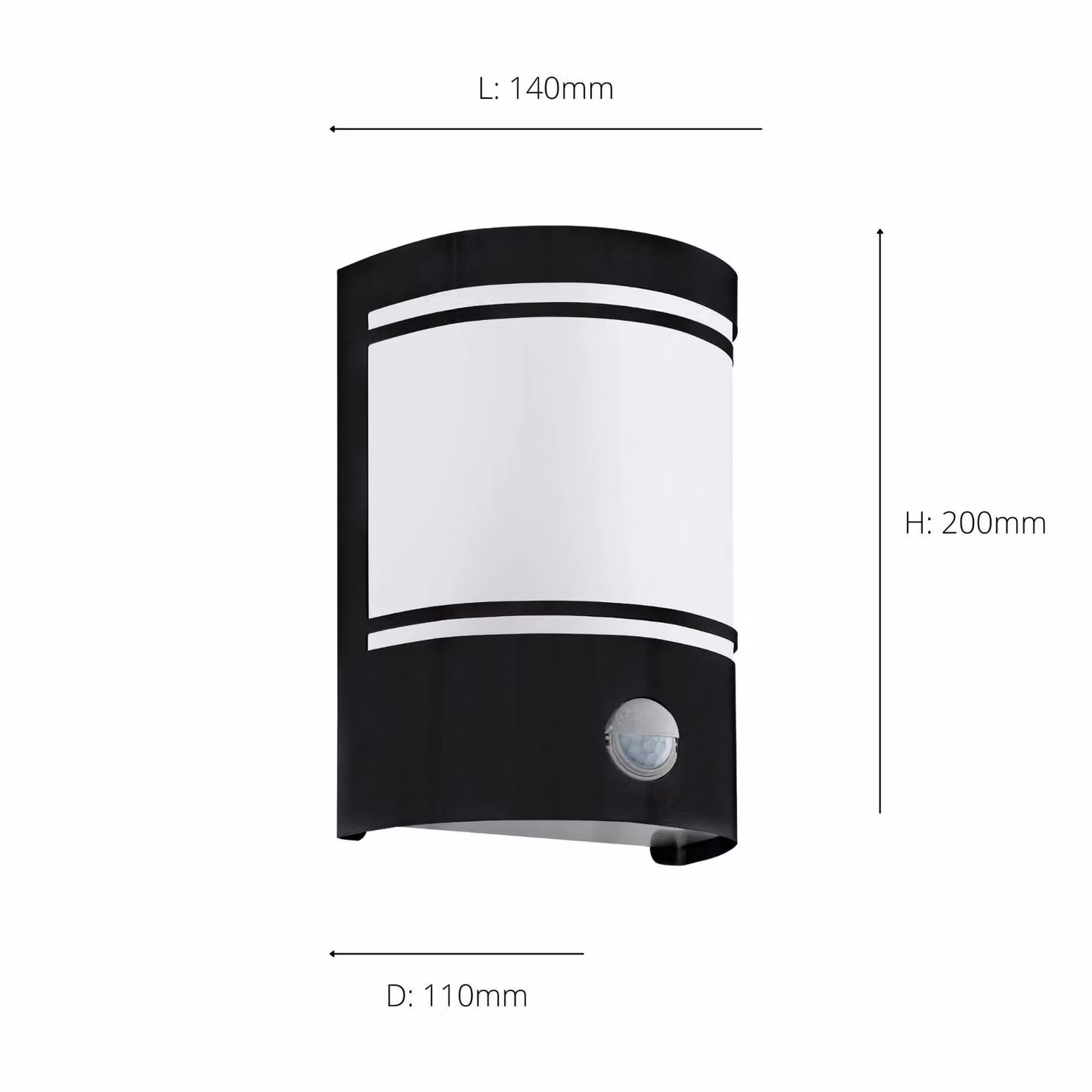 Eglo Cerno Metal and Glass IP44 Outdoor Wall Light with Motion Sensor in Black – 3