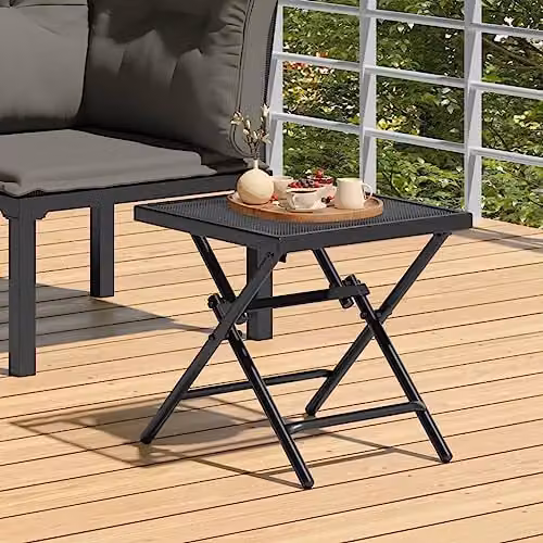 vidaXL Folding Garden Table in Anthracite, Square Steel Mesh, W/D/H: 38 x 38 x 38 cm – 2