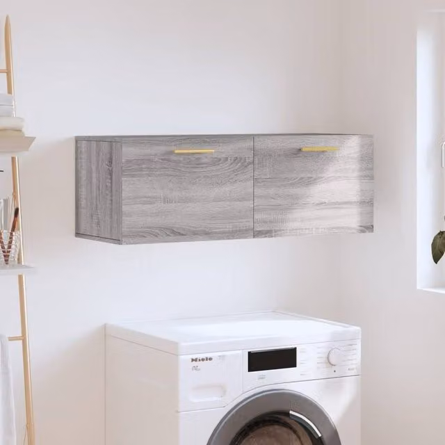Berkfield Home Wall Mounted Cabinet in Grey, W: 100 cm, D: 36.5 cm, H: 35 cm – 1
