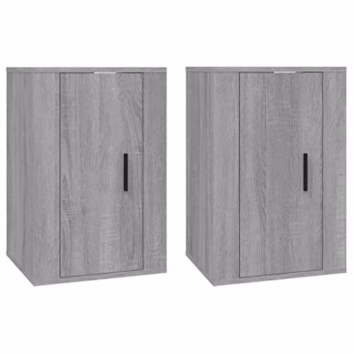vidaXL Set of 2 Wall Mounted Media Units in Grey Sonoma, W/D/H: 60 x 34.5 x 25 cm