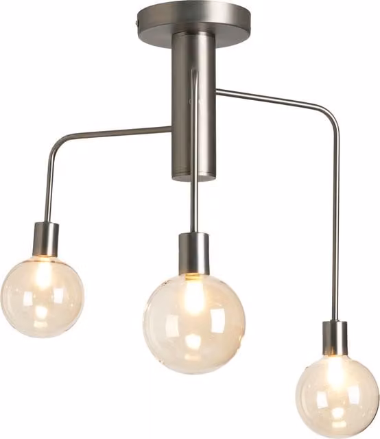 Litecraft Triss Semi Flush Industrial Ceiling Light in Grey Metal