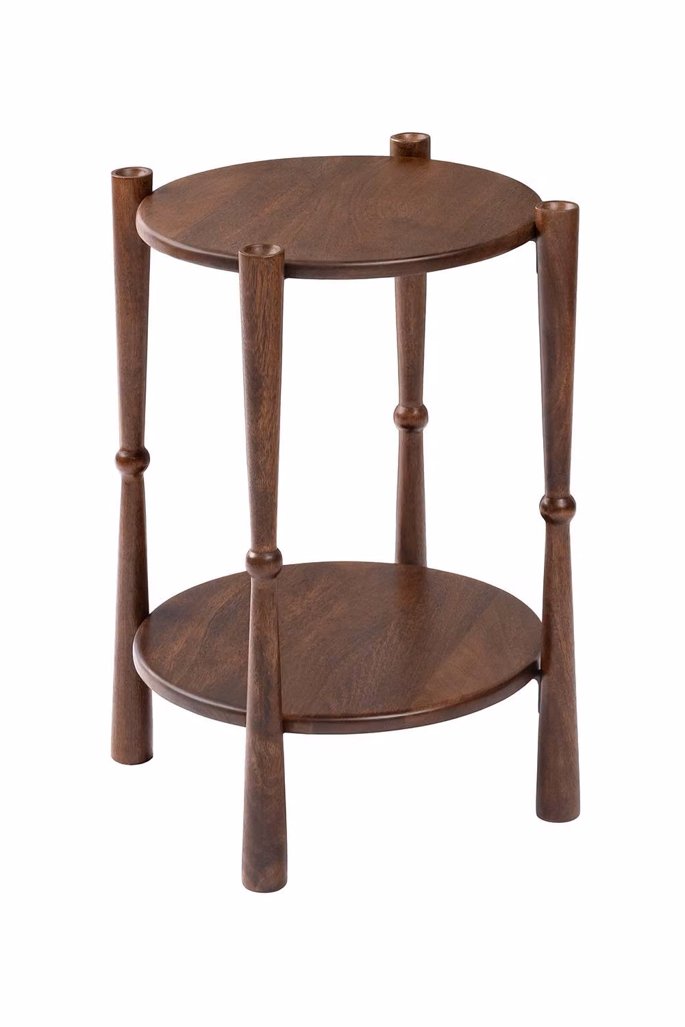 MH London 2-Tier Solid Mango Wood Side Table and Bedside End Table with Shelf, Brown – 2