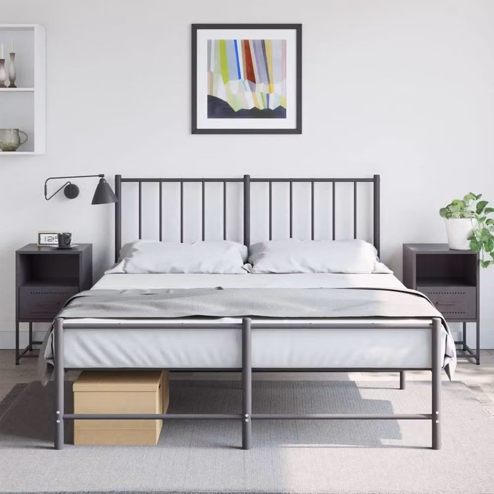 Berkfield Home Set of 2 Black Industrial Metal Bedside Cabinets, W/D/H: 36 x 39 x 60.5 cm – 2