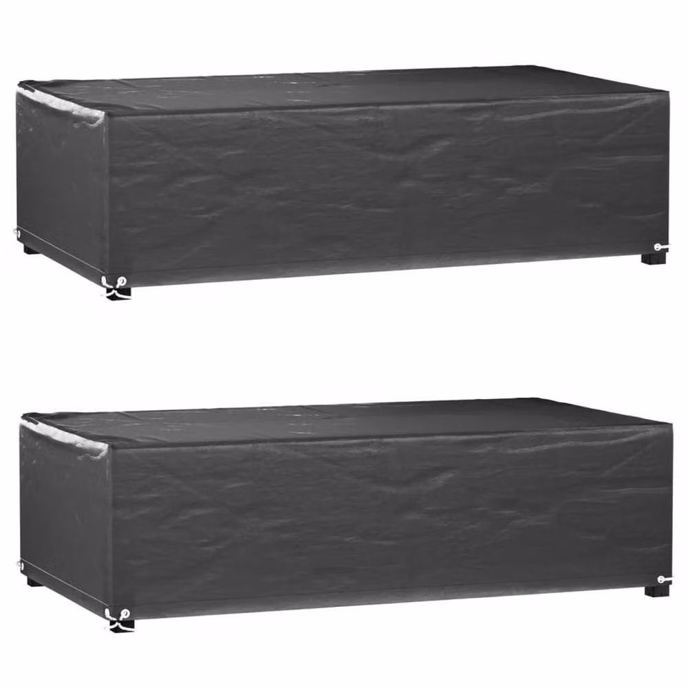 Berkfield Home Water Repellent Rectangular Bench Covers, 2 Pack, Black, W/D/H: 125 x 70 x 35 cm – 2