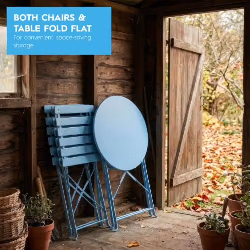 Harbour Housewares 2 Seater Bistro Garden Furniture Set in Blue – 5