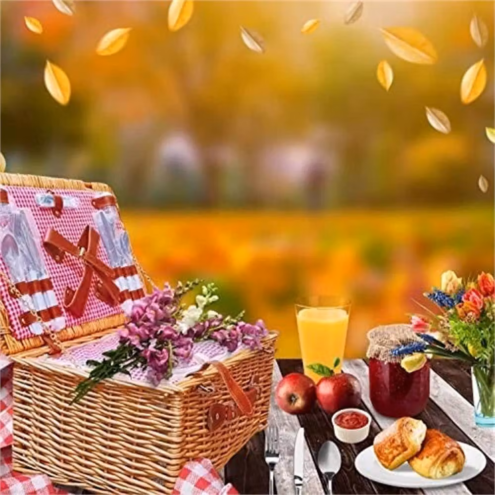 SPETLEK Wicker Picnic Basket Set for 4 Persons in Brown – 2