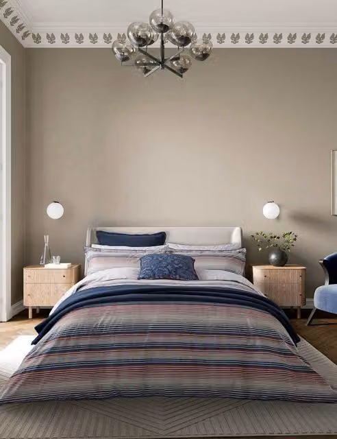 Bedeck of Belfast Stafford Cotton Rich Striped Bedding Set, Blue, 180 x 200 cm