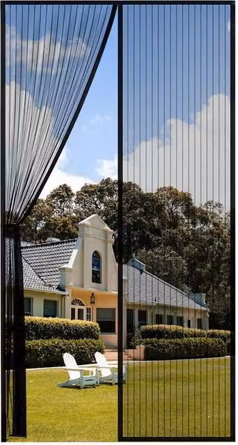 VOGREX Black Magnetic Mesh Mosquito Fly Screen Door Curtain