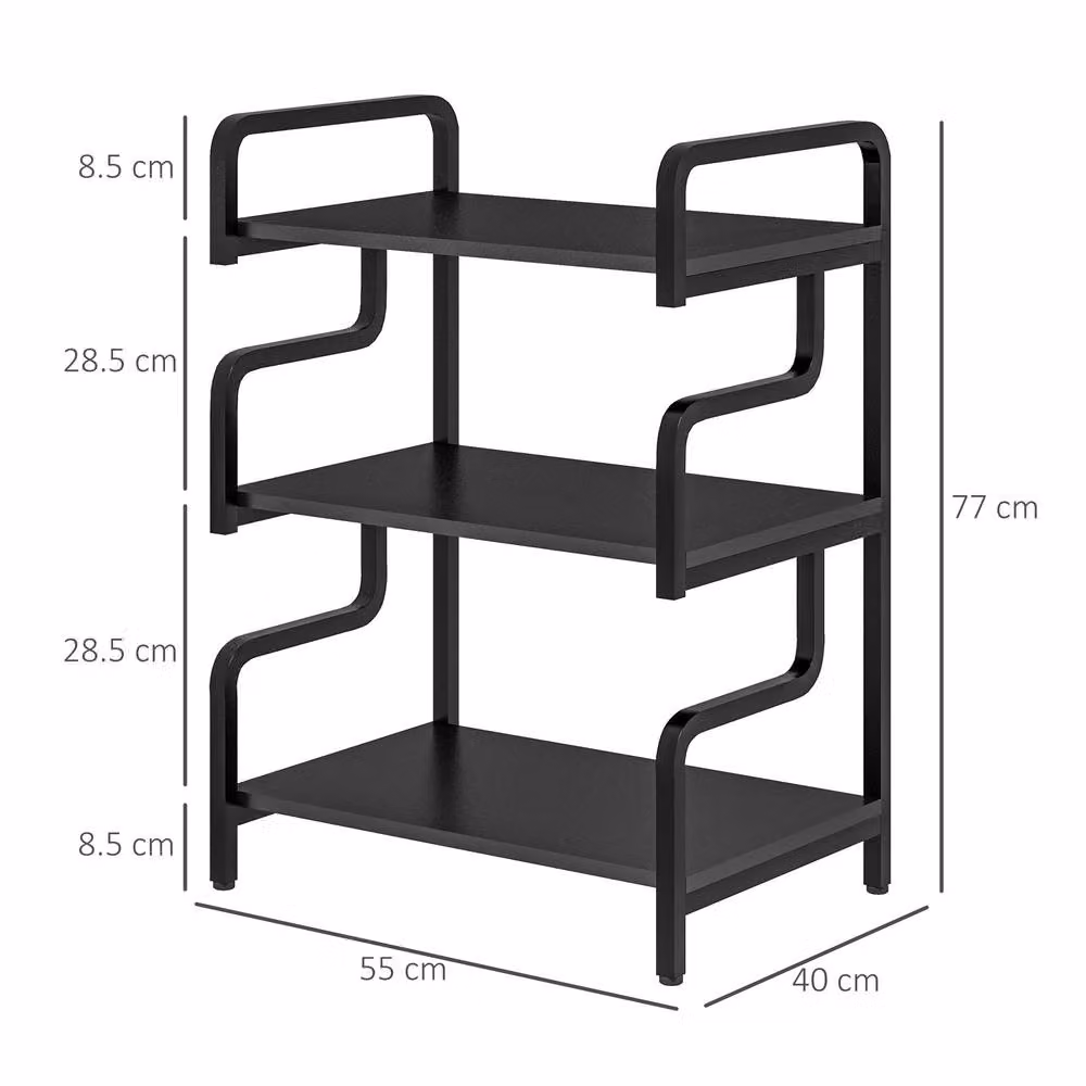STILVORA 3 Tier Printer Stand with Storage Shelves in Matt Black Metal – 2