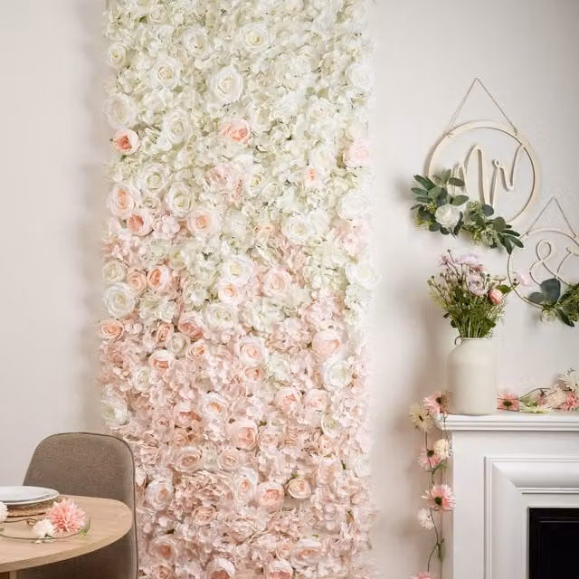 Scottish Everlastings Ltd Pink and White Ombre Floral Wall Backdrop for Weddings and Parties, W: 80 cm, H: 220 cm – 1