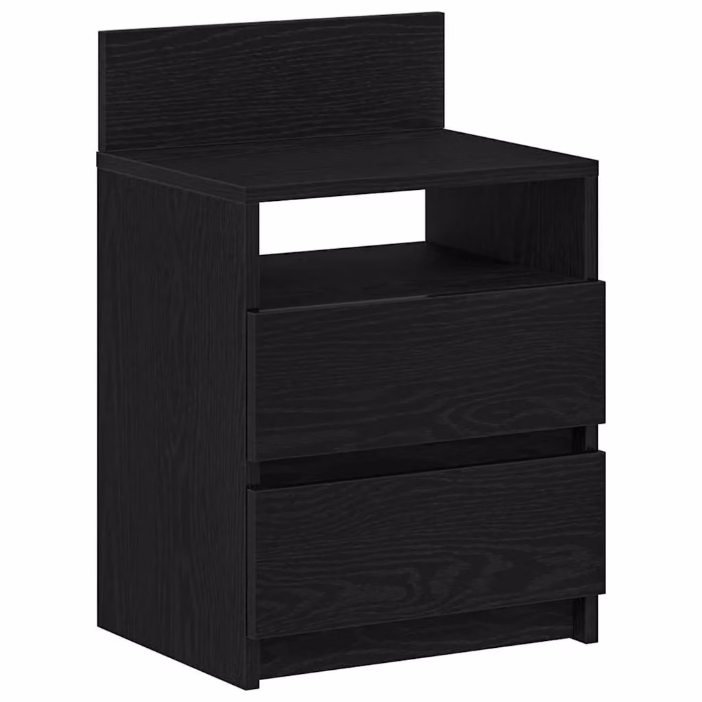 Berkfield Home Modern Black Bedside Cabinet with 2 Drawers, W/D/H: 40 x 33 x 60 cm – 2