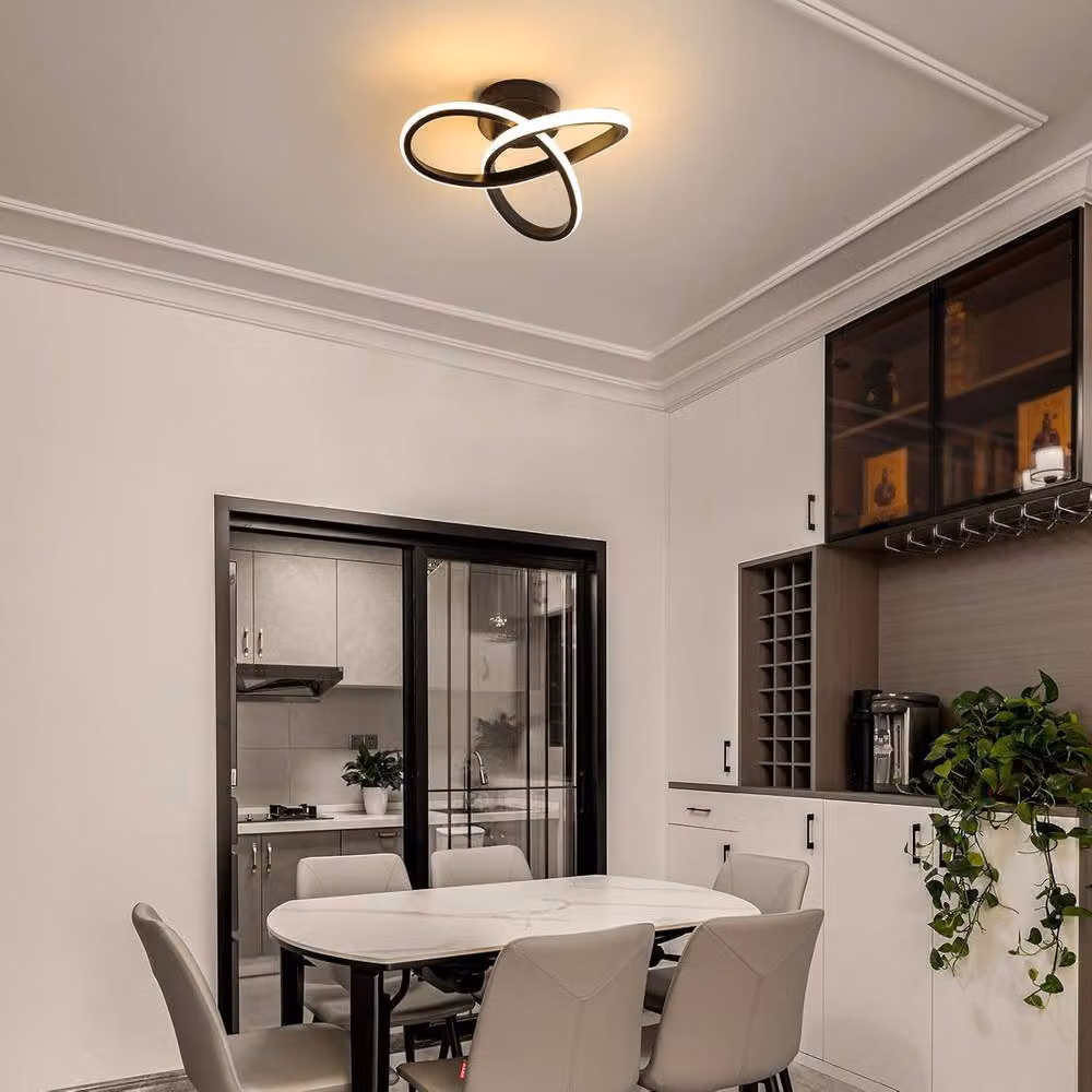 Goeco Modern Curved LED Ceiling Light in Black with Warm White 3000K Glow – 2