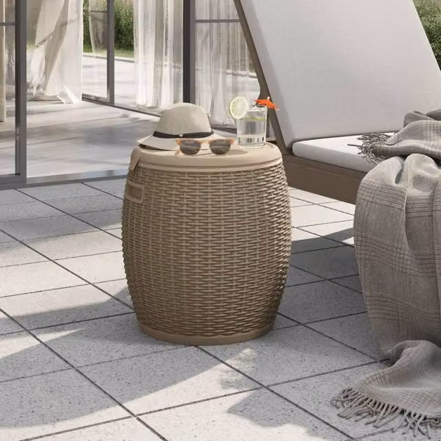 Berkfield Home 4-in-1 Garden Storage Box in Light Brown Polypropylene – 1