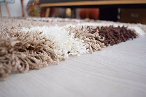 Bravich Beige Geometric Shaggy Rug, W/D/H: 80 x 150 x 1 cm – 4