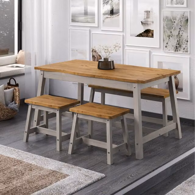 Corona Grey Live Edge Rectangular Wood Trestle Dining Table