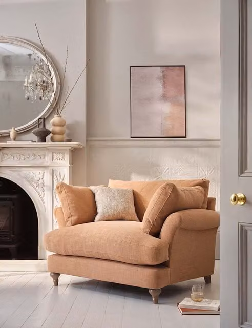 Barker and Stonehouse Isla Snuggle Chair in Camel Fabric with Feather Filling