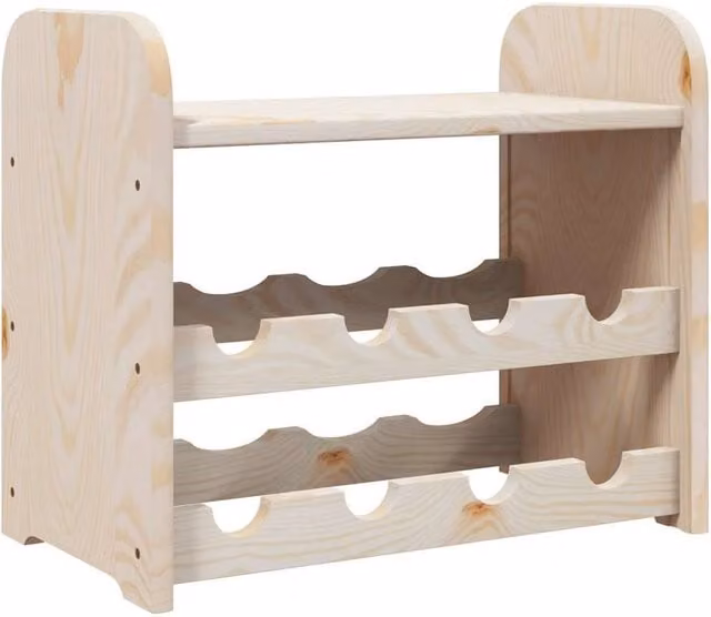 Berkfield Home Rustic Solid Pine Wine Rack with Top Board in Natural, W/D/H: 43 x 25 x 37 cm