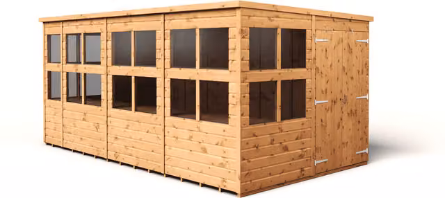 Empire Sheds Brown Pent Potting Shed with Double Doors and Windows