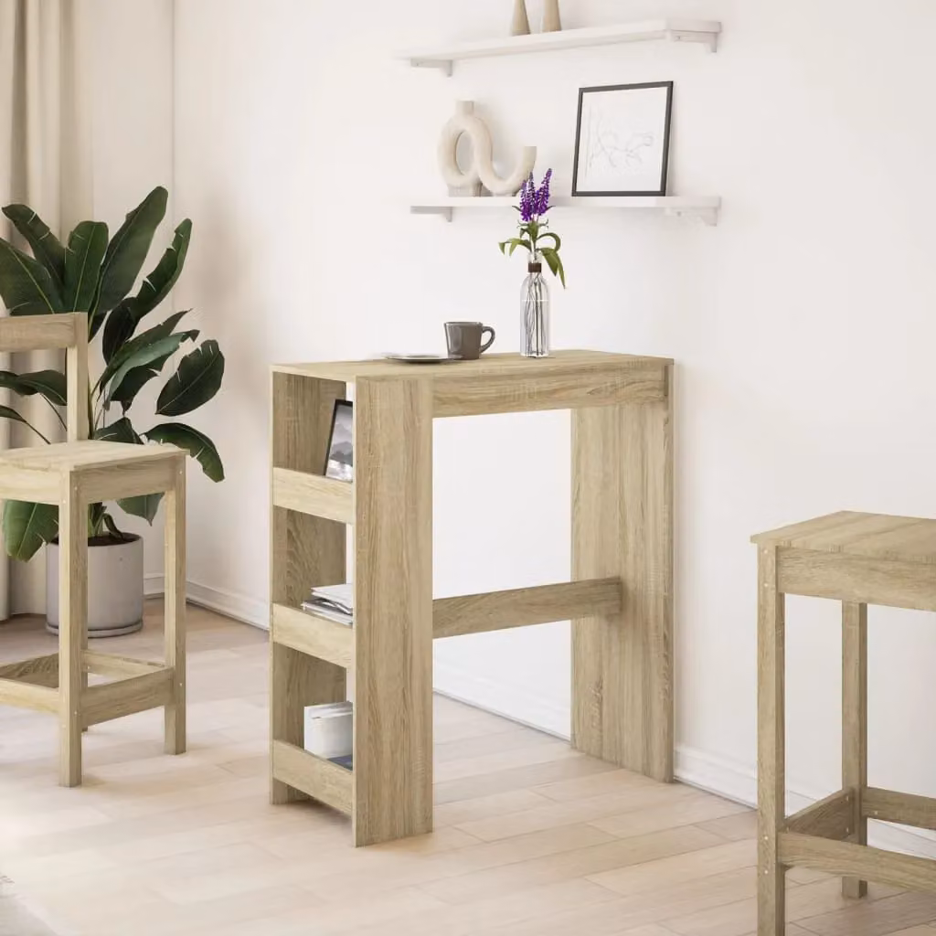 Berkfield Home Bar Table with Racks in Sonoma Oak Brown, W/D/H: 90 x 40 x 103.5 cm – 2