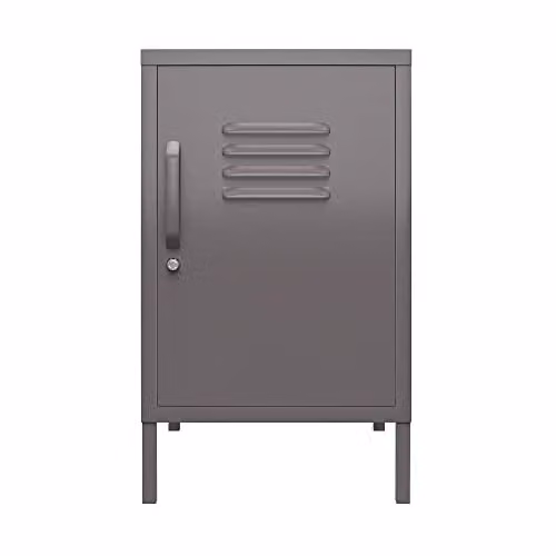 DHP Furniture Bradford Industrial Metal Locker End Table in Grey, W/D/H: 38.0 x 40.0 x 68.99 cm