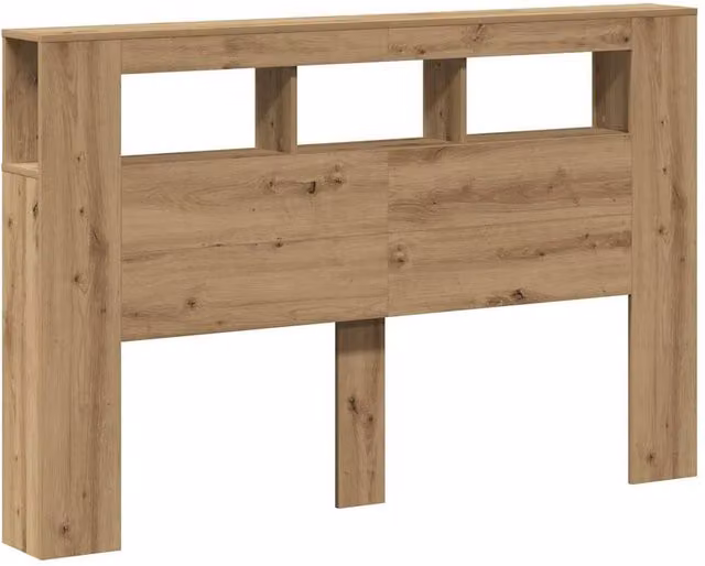 Berkfield Home Artisan Oak LED Headboard with Integrated Lighting and Bedside Shelves, Brown, W: 160 cm, D: 18.5 cm, H: 103.5 cm