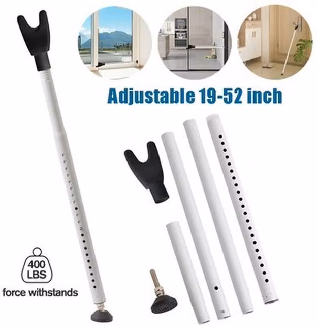 NESTLUNE White Steel Home Security Bar Lock Window Jammer, W: 520 mm