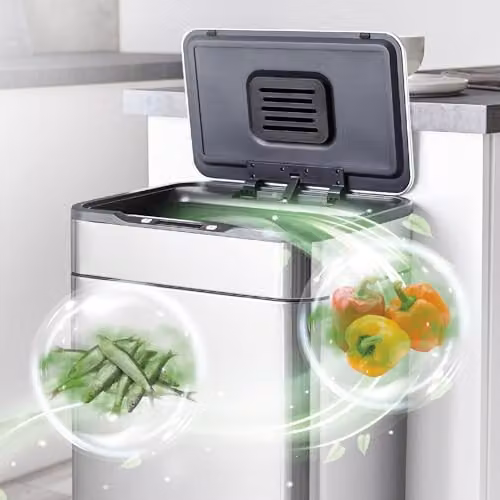 Tower T938022SS Ozone Sensor Bin with Legs, 65L, Stainless Steel, Silver, H: 70.5 cm, W: 48.0 cm, D: 36.0 cm – 2