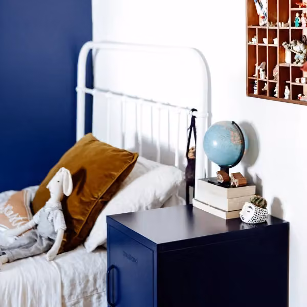 Mustard Made The Shorty Freestanding Metal Cabinet in Navy Blue, W/D/H: 46 x 35 x 72 cm – 2