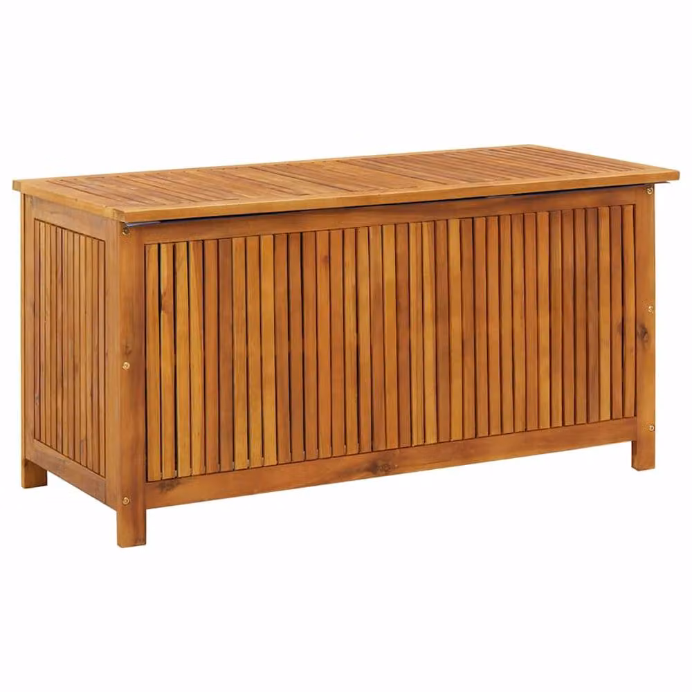 Berkfield Home Garden Storage Box in Brown Solid Oiled Acacia Wood, W/D/H: 113 x 50 x 58 cm – 2