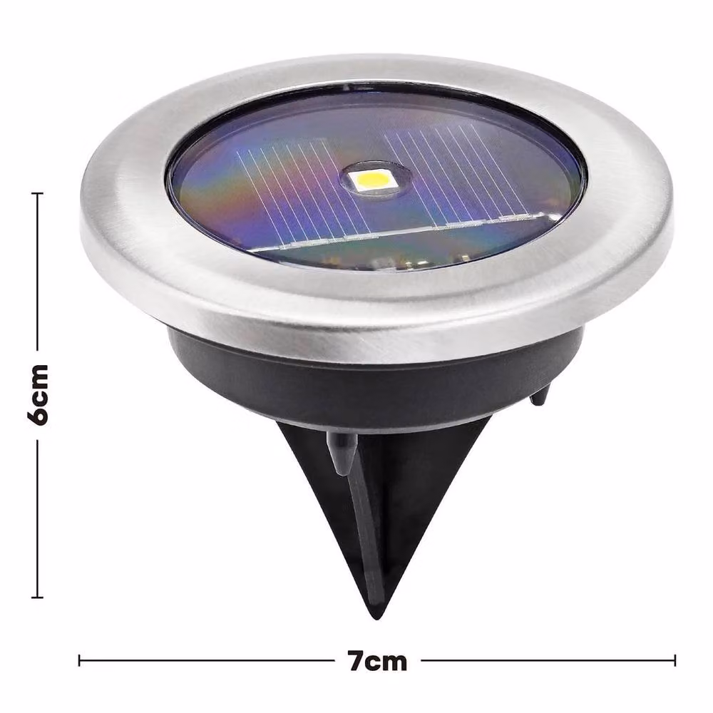 VOGREX 12 Pack Solar Powered LED Garden Decking Lights in Silver Stainless Steel – 2