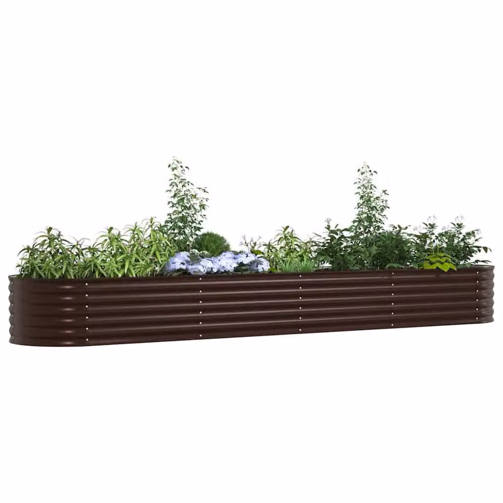Berkfield Home Garden Raised Bed in Brown, Made of Galvanised Steel, W/D/H: 400 x 80 x 44 cm – 3